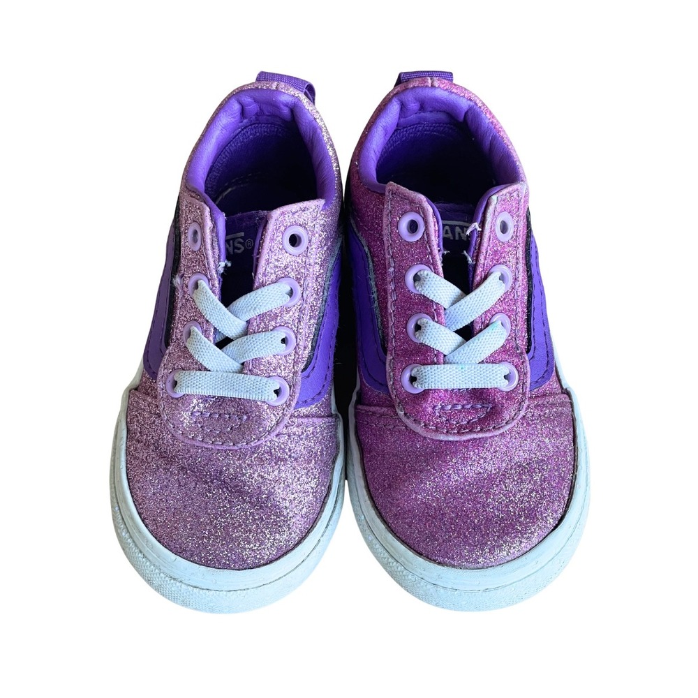 Vans Toddler Girl Old Skool Sneakers Purple‎ Glitter Shoes - Size 5